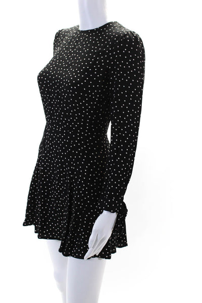 Reformation Womens Polka Dot Long Sleeve Zipped Mini Sheath Dress Black Size 0