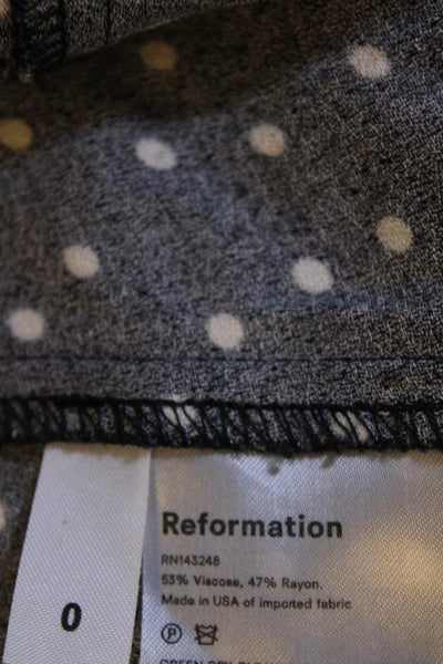 Reformation Womens Polka Dot Long Sleeve Zipped Mini Sheath Dress Black Size 0