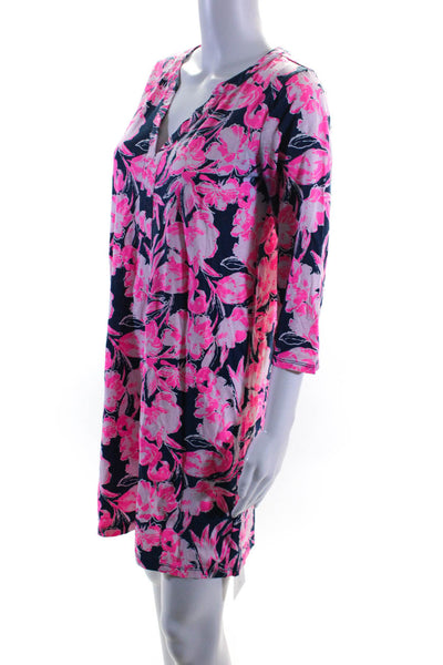 Lilly Pulitzer Women's V-Neck 3/4 Sleeves A-line Mini Floral Dress Size S