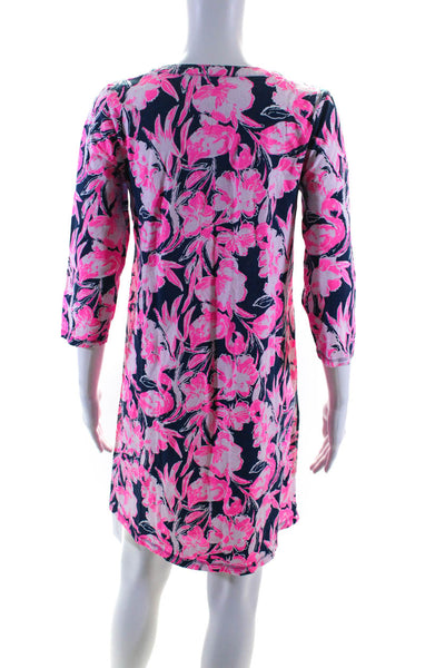 Lilly Pulitzer Women's V-Neck 3/4 Sleeves A-line Mini Floral Dress Size S