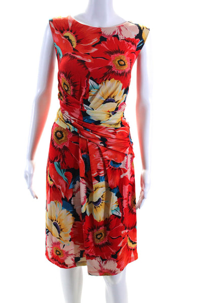 T Tahari Women's Round Neck Sleeveless Cinch Floral Mini Dress Size 8