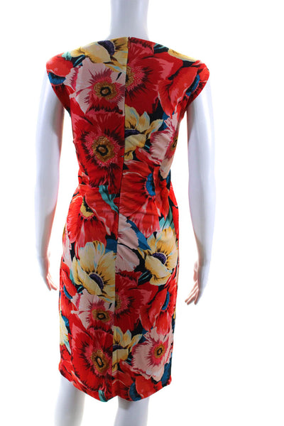 T Tahari Women's Round Neck Sleeveless Cinch Floral Mini Dress Size 8