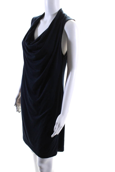 Theory Women's Cowl Neck Sleeveless A-Line Mini Dress Navy Blue Size M