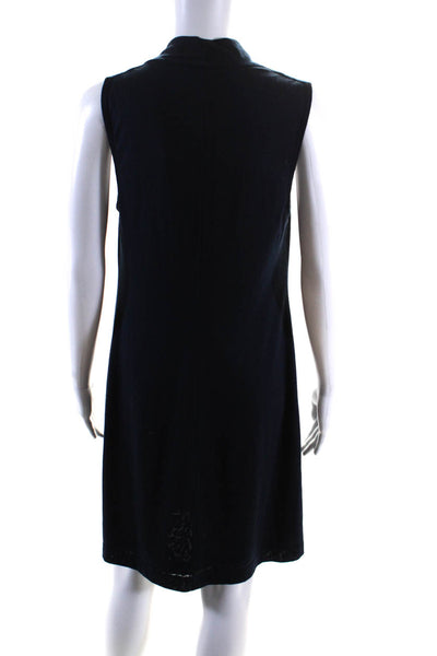 Theory Women's Cowl Neck Sleeveless A-Line Mini Dress Navy Blue Size M