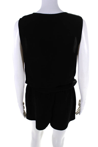 Drew Womens Crepe Cowl Neck Sleeveless Drawstring Open Back Romper Black Size M