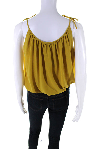 Theory Womens Crepe Tie Up Straps Banded Waist Tank Top Blouse Yellow Size P