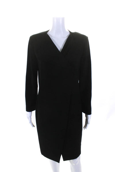 Armani Collezioni Womens Long Sleeve Collared Shift Dress Black Size 10