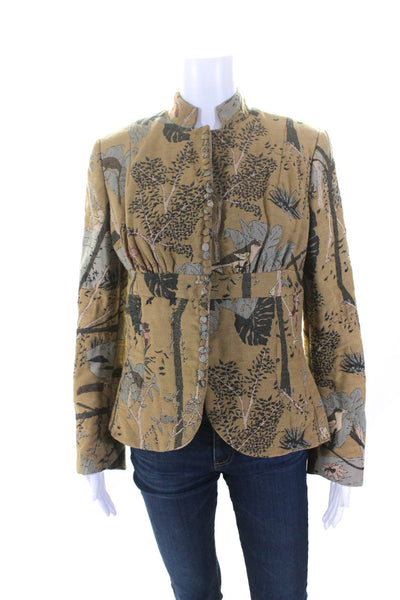 Herchcovitch Alexandre Womens Full Zip Tapestry Jacquard Jacket Beige Size EU 40