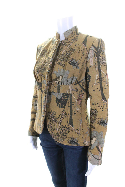 Herchcovitch Alexandre Womens Full Zip Tapestry Jacquard Jacket Beige Size EU 40