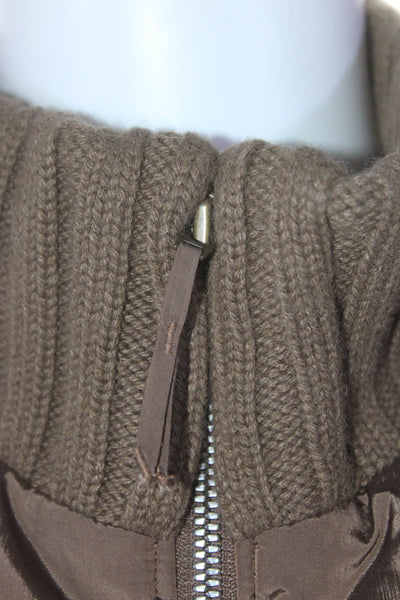 Akris Punto Womens Ribbed Knit Windbreaker Full Zip Jacket Brown Size 8