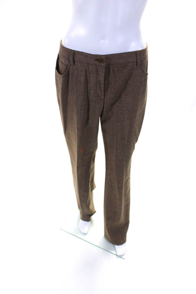 Akris Punto Womens High Waist Herringbone Straight Leg Pants Brown Size 8