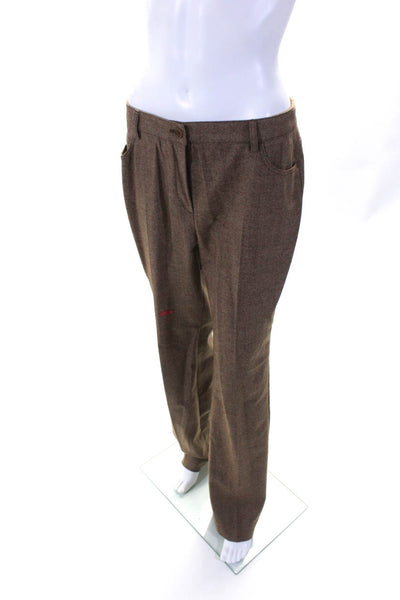 Akris Punto Womens High Waist Herringbone Straight Leg Pants Brown Size 8