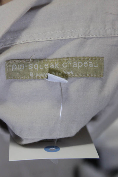 Pip Squeak Chapeau Womens Long Sleeve Button Up Top Blouse Beige Size Small