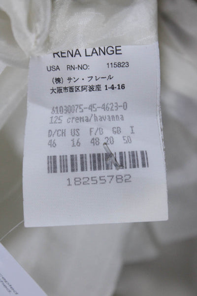 Rena Lange Womens Silk Blend Floral Print A Line Dress White Black Size 16