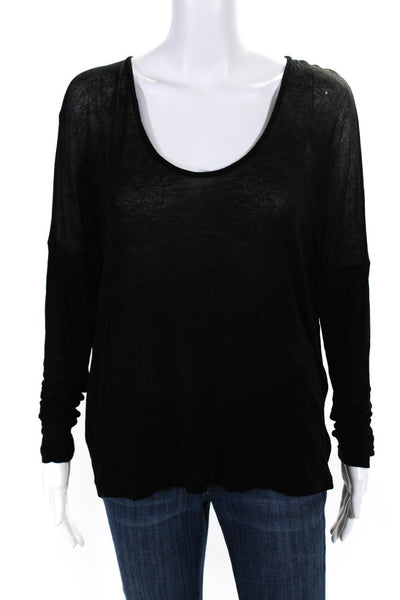 Velvet for Calypso St. Barth Womens Black Scoop Neck Long Sleeve Knit Top SizeXS