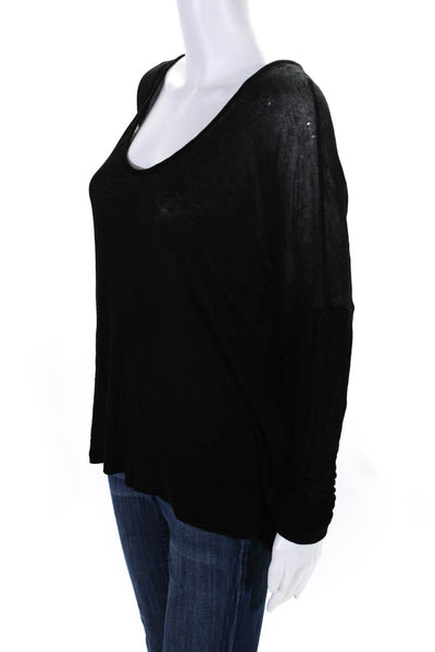 Velvet for Calypso St. Barth Womens Black Scoop Neck Long Sleeve Knit Top SizeXS