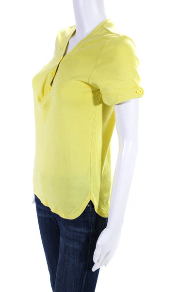 Marc Jacobs Womens Short Sleeve Three Button V Neck Tee Shirt Yellow Size Small