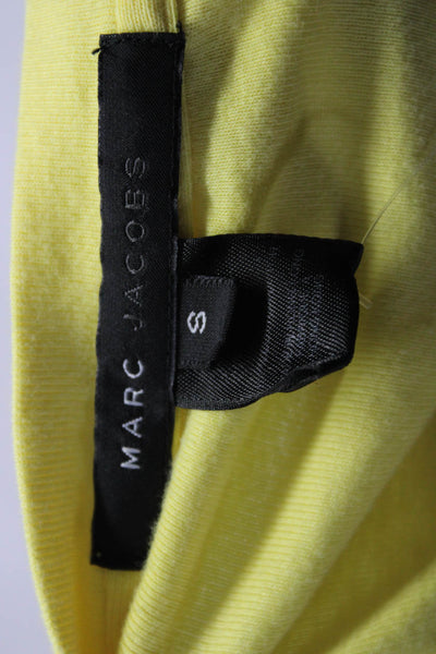 Marc Jacobs Womens Short Sleeve Three Button V Neck Tee Shirt Yellow Size Small