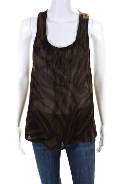 Marc Jacobs Womens Sleeveless Boxy Tiger Striped Top Brown Wool Size Small