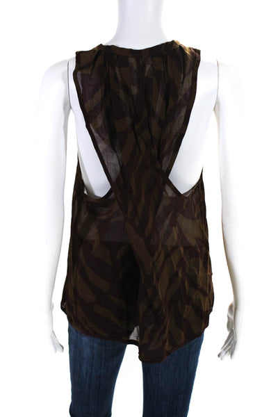 Marc Jacobs Womens Sleeveless Boxy Tiger Striped Top Brown Wool Size Small