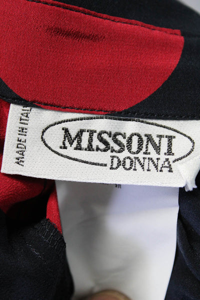 Missoni Donna Womens Button Front Polka Dot Silk Vintage Shirt Black Red Size 14