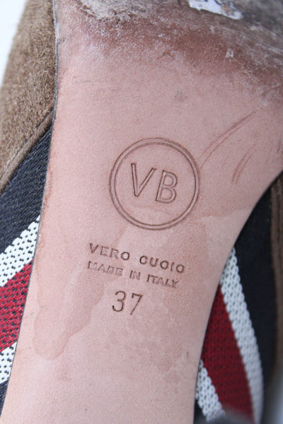 Veronica Beard Womens Flynne Side Stripe Tapered Heel Ankle Boots Brown 37 7