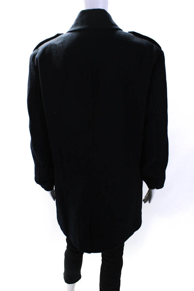 Vince Camuto Womens Black Wool Double Breasted Long Sleeve Peacoat Size M