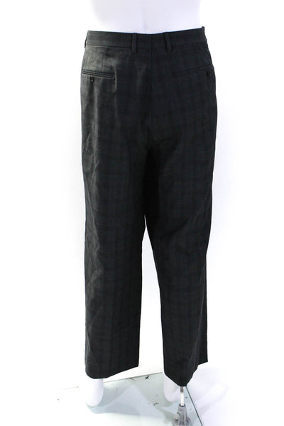 John Varvatos Star USA Mens Gray Wool Plaid Pleated Straight Dress Pants Size 40