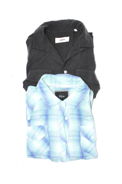 Rails Buck Mason Womens Long Sleeve Button Up Shirts Blue Gray Size M XS Lot 2