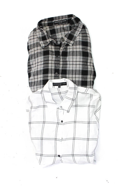 Generation Love Womens Plaid Print Button Down Shirts White Black Size XS Lot 2