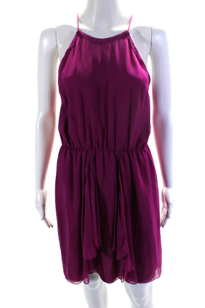 Rebecca Taylor Womens Sleeveless Scoop Neck Sheer Overlay Dress Fuchsia Size 6