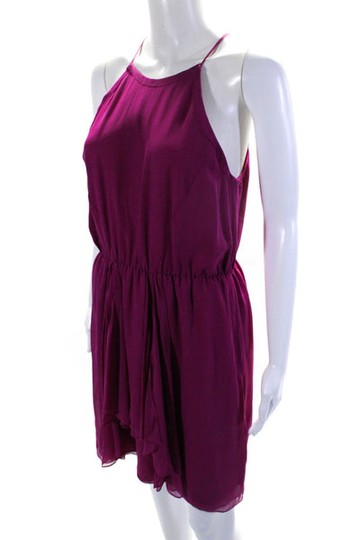 Rebecca Taylor Womens Sleeveless Scoop Neck Sheer Overlay Dress Fuchsia Size 6