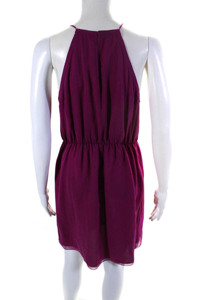 Rebecca Taylor Womens Sleeveless Scoop Neck Sheer Overlay Dress Fuchsia Size 6