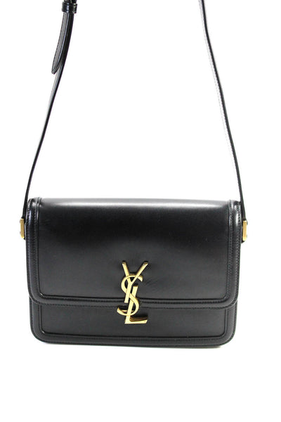 Saint Laurent Womens Medium Monogram Solferino Crossbody Handbag Black Leather