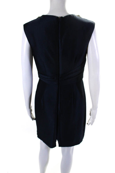 Carmen Marc Valvo Womens Embellished Sleeveless Mini Sheath Dress Navy Size 6