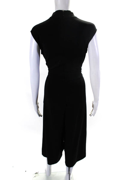 Catherine Malandrino Womens Pintuck V Neck Wide Leg Crop Jumpsuit Black Size 6