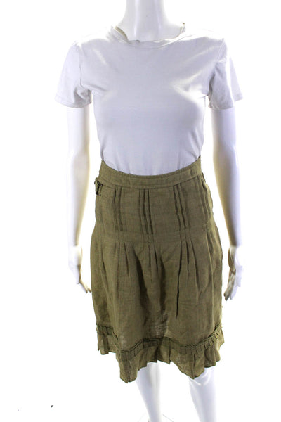 Cynthia Cynthia Steffe Womens Pleated Adjustable Drop Waist Skirt Green Size 6