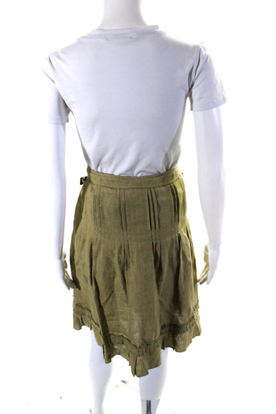 Cynthia Cynthia Steffe Womens Pleated Adjustable Drop Waist Skirt Green Size 6