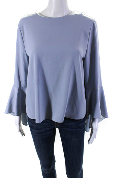 Catherine Catherine Malandrino Womens Long Bell Sleeve Top Blouse Blue Medium