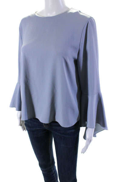 Catherine Catherine Malandrino Womens Long Bell Sleeve Top Blouse Blue Medium