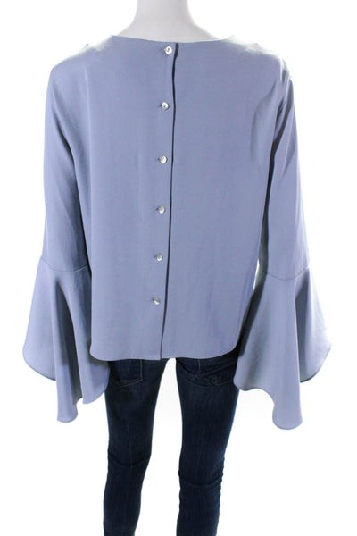 Catherine Catherine Malandrino Womens Long Bell Sleeve Top Blouse Blue Medium