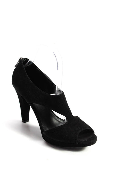 J Crew Womens Alecia Suede Platform Peep Toe Sandals Black Size 8.5