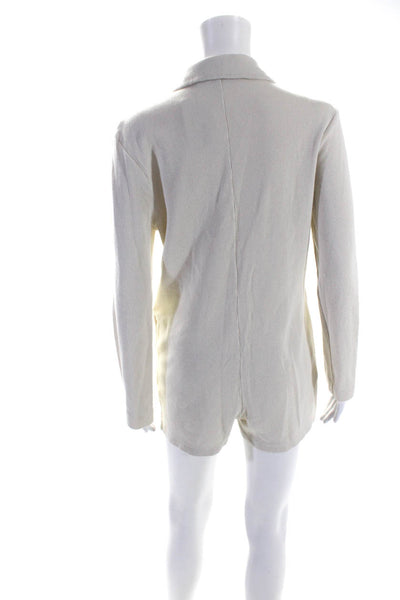 FP Beach Womens Cotton Ribbed Textured Buttoned Collared Cardigan Beige Size XS