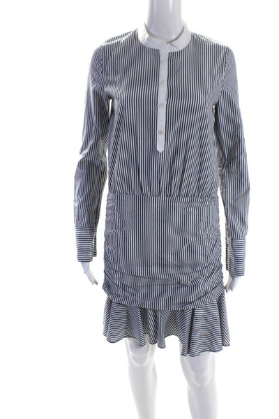 Veronica Beard Womens Gray Striped Crew Neck Long Sleeve Shift Dress Size XS