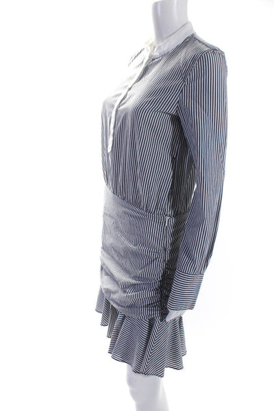 Veronica Beard Womens Gray Striped Crew Neck Long Sleeve Shift Dress Size XS