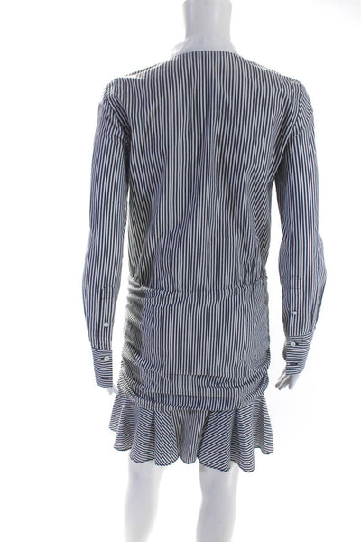 Veronica Beard Womens Gray Striped Crew Neck Long Sleeve Shift Dress Size XS