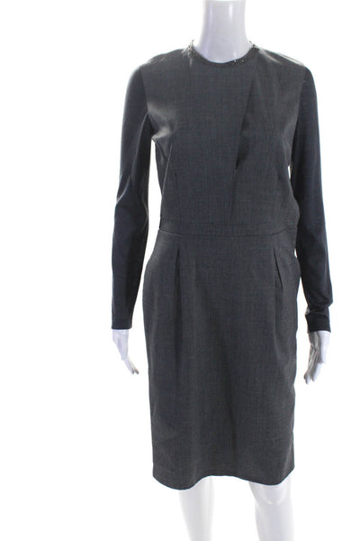 Fabiana Filippi Womens Gray Crew Neck Long Sleeve Shift Dress Size XS