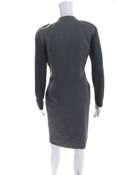 Fabiana Filippi Womens Gray Crew Neck Long Sleeve Shift Dress Size XS