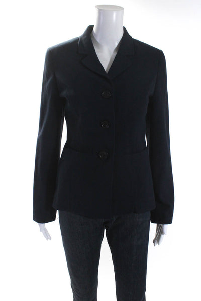 Barbour Womens Dark Navy Three Button Long Sleeve Blazer Jacket Size 36