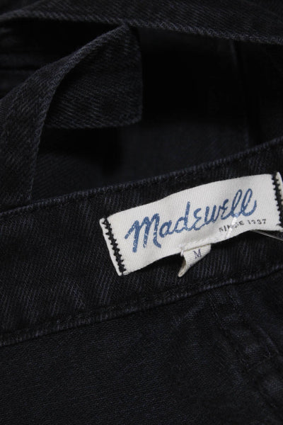 Madewell Womens Cross Strap Back Square Neck Denim Overall Dress Gray Medium